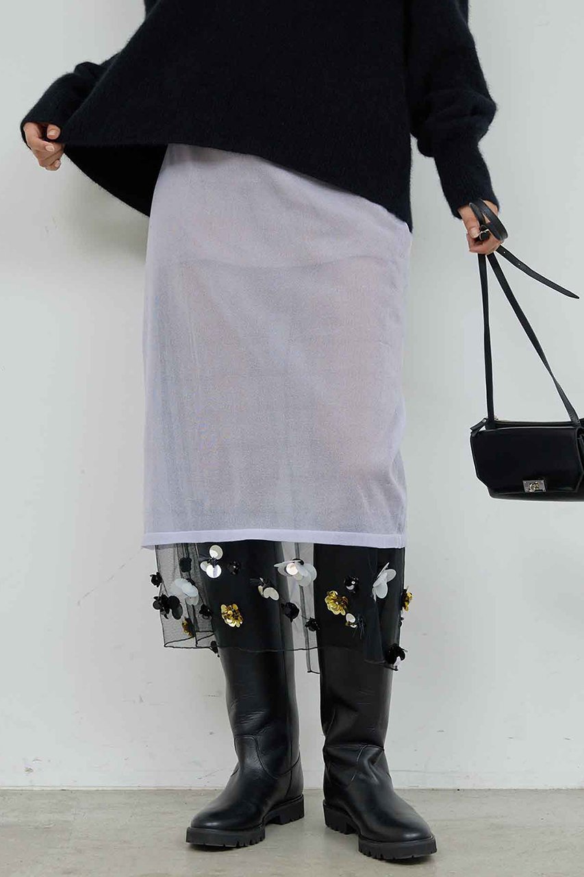 【ガリャルダガランテ/GALLARDAGALANTE】の【25th記念アイテム】シアービジュースカート 人気、トレンドファッション・服の通販 founy(ファニー) 　ファッション　Fashion　レディースファッション　Fashion for Women　スカート　Skirts　ロングスカート　Long Skirts / Maxi & Midi Skirts　シアー　Sheer, See-Through　シンプル　Simple, Minimal　チュール　Tulip, Tulip Motif　ビジュー　Bijou, Jewel-like Accent　ホリデーシーズン　Holiday Season　ラベンダー　Lavender　ロング　Long, Long-Length　再入荷　Restock / Back in Stock　other-6|ID: prp329100004762843 ipo3291000000035359698