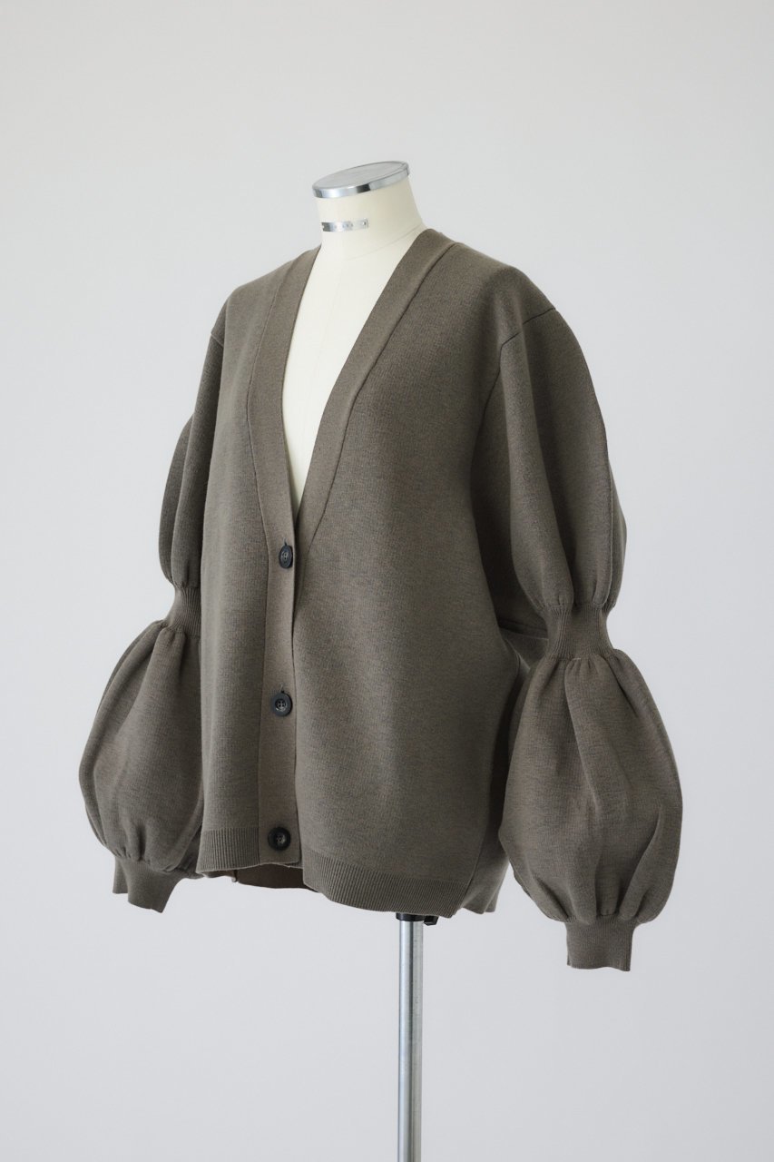 【リムアーク/RIM.ARK】のVolume sleeve knit CD/ニットカーディガン 人気、トレンドファッション・服の通販 founy(ファニー) 　ファッション　Fashion　レディースファッション　Fashion for Women　トップス・カットソー　Cut & Sew Tops　ニット　Knit Tops & Sweaters　カーディガン・羽織り　Layered Style Cardigans　ボリューム袖・フリルスリーブブラウス　Voluminous & Ruffle Sleeves / Puffy Sleeve Tops　おすすめ　Recommended / Our Picks　カーディガン　Cardigan, Knitwear　ダブル　Double, Double-Breasted　バランス　Balance, Style Balance　フェイス　Face, Facial Design　ボックス　Boxy, Box Shape　other-2|ID: prp329100004762894 ipo3291000000036137089