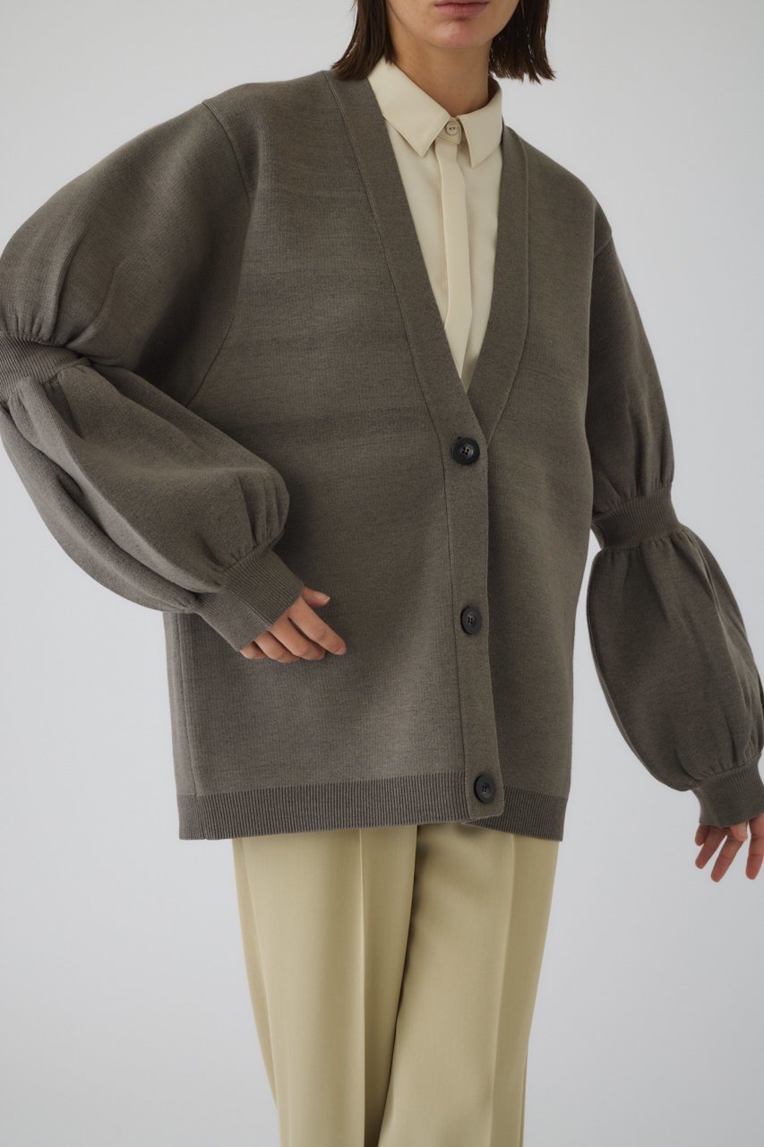 【リムアーク/RIM.ARK】のVolume sleeve knit CD/ニットカーディガン 人気、トレンドファッション・服の通販 founy(ファニー) 　ファッション　Fashion　レディースファッション　Fashion for Women　トップス・カットソー　Cut & Sew Tops　ニット　Knit Tops & Sweaters　カーディガン・羽織り　Layered Style Cardigans　ボリューム袖・フリルスリーブブラウス　Voluminous & Ruffle Sleeves / Puffy Sleeve Tops　おすすめ　Recommended / Our Picks　カーディガン　Cardigan, Knitwear　ダブル　Double, Double-Breasted　バランス　Balance, Style Balance　フェイス　Face, Facial Design　ボックス　Boxy, Box Shape　other-8|ID: prp329100004762894 ipo3291000000036137095