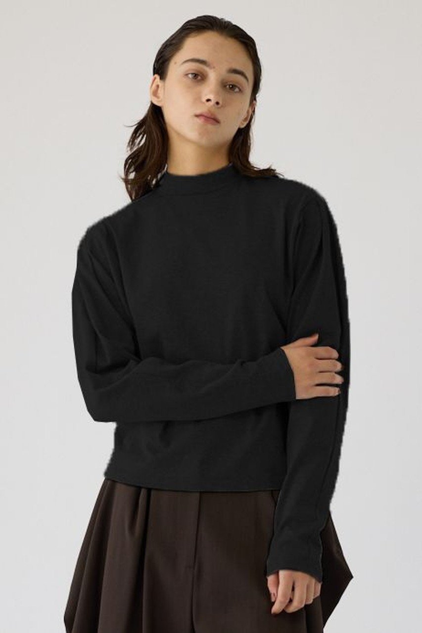 【リムアーク/RIM.ARK】のCurved sleeve high collar tops/トップス インテリア・キッズ・メンズ・レディースファッション・服の通販 founy(ファニー) 　ファッション　Fashion　レディースファッション　Fashion for Women　トップス・カットソー　Cut & Sew Tops　シャツ・ブラウス・オフィスカジュアル　Elegant Blouses & Button-Ups　シンプル　Simple, Minimal　スリーブ　Sleeve, Long Sleeve / Short Sleeve　ハイネック　High Neck, Mock Neck　バランス　Balance, Style Balance　モダン　Modern, Contemporary　ロング　Long, Long-Length　定番　Standard, Basic Item　ブラック|ID: prp329100004762899 ipo3291000000036137108