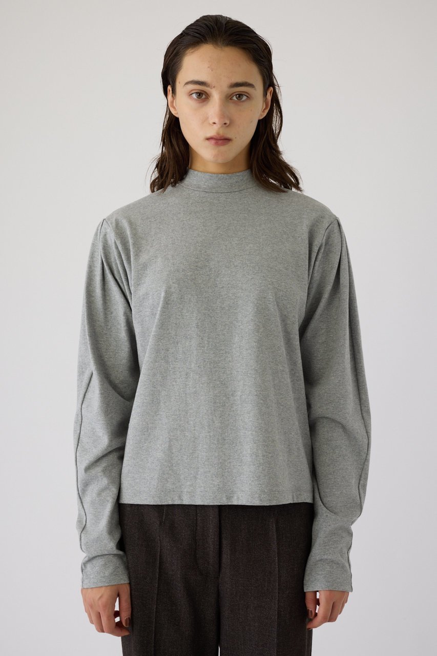 【リムアーク/RIM.ARK】のCurved sleeve high collar tops/トップス インテリア・キッズ・メンズ・レディースファッション・服の通販 founy(ファニー) 　ファッション　Fashion　レディースファッション　Fashion for Women　トップス・カットソー　Cut & Sew Tops　シャツ・ブラウス・オフィスカジュアル　Elegant Blouses & Button-Ups　シンプル　Simple, Minimal　スリーブ　Sleeve, Long Sleeve / Short Sleeve　ハイネック　High Neck, Mock Neck　バランス　Balance, Style Balance　モダン　Modern, Contemporary　ロング　Long, Long-Length　定番　Standard, Basic Item　グレー|ID: prp329100004762899 ipo3291000000036137109