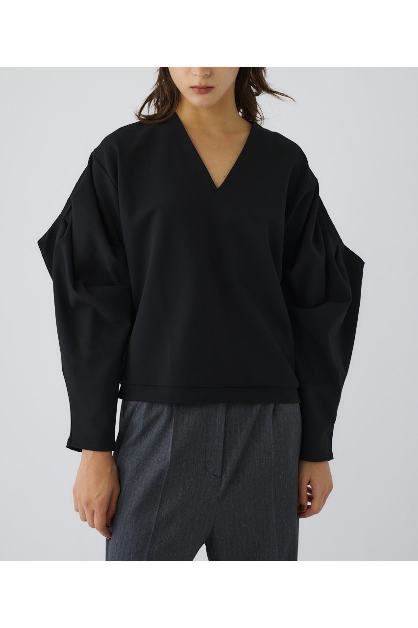 【リムアーク/RIM.ARK】の【11/7 10:00販売開始】Volume sleeve v-neck PO/プルオーバー インテリア・キッズ・メンズ・レディースファッション・服の通販 founy(ファニー) ファッション Fashion レディースファッション Fashion for Women トップス・カットソー Cut & Sew Tops シャツ・ブラウス・オフィスカジュアル Elegant Blouses & Button-Ups カジュアルプルオーバー・ニットトップス Pullovers & Knit Tops / Casual Pullovers Vネックトップス V-Neck Tops / V-Cut Neckline Shirts ボリューム袖・フリルスリーブブラウス Voluminous & Ruffle Sleeves / Puffy Sleeve Tops カットソー Cut and Sewn Top シンプル Simple, Minimal ストレッチ Stretch, Stretchy Fabric スリーブ Sleeve, Long Sleeve / Short Sleeve ダブル Double, Double-Breasted ロング Long, Long-Length 新作・新入荷 New Arrivals / New In ブラック|ID: prp329100004762900 ipo3291000000034473104