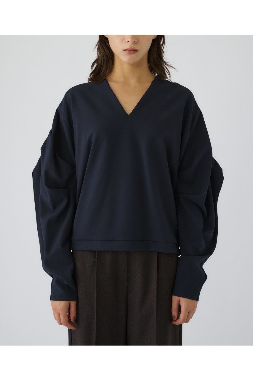 【リムアーク/RIM.ARK】の【11/7 10:00販売開始】Volume sleeve v-neck PO/プルオーバー インテリア・キッズ・メンズ・レディースファッション・服の通販 founy(ファニー) ファッション Fashion レディースファッション Fashion for Women トップス・カットソー Cut & Sew Tops シャツ・ブラウス・オフィスカジュアル Elegant Blouses & Button-Ups カジュアルプルオーバー・ニットトップス Pullovers & Knit Tops / Casual Pullovers Vネックトップス V-Neck Tops / V-Cut Neckline Shirts ボリューム袖・フリルスリーブブラウス Voluminous & Ruffle Sleeves / Puffy Sleeve Tops カットソー Cut and Sewn Top シンプル Simple, Minimal ストレッチ Stretch, Stretchy Fabric スリーブ Sleeve, Long Sleeve / Short Sleeve ダブル Double, Double-Breasted ロング Long, Long-Length 新作・新入荷 New Arrivals / New In ネイビー|ID: prp329100004762900 ipo3291000000034473105