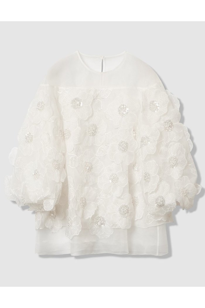 【アルアバイル/allureville】の【LOULOU WILLOUGHBY】オーガンフラワーブラウス インテリア・キッズ・メンズ・レディースファッション・服の通販 founy(ファニー) https://founy.com/ ファッション Fashion レディースファッション Fashion for Women トップス・カットソー Cut & Sew Tops シャツ・ブラウス・オフィスカジュアル Elegant Blouses & Button-Ups 2025年 2025 2025-2026秋冬・A/W Autumn/Winter 2025–26 AW25–26 オーガンジー Organza Fabric ショート Short, Short Length スリーブ Sleeve, Long Sleeve / Short Sleeve デコルテ Décolleté, Neckline ビジュー Bijou, Jewel-like Accent フラワー Flower, Floral エレガント 上品 Elegant 無地 Plain, Solid Color A/W・秋冬 Autumn/Winter |ID: prp329100004762906 ipo3291000000034473163