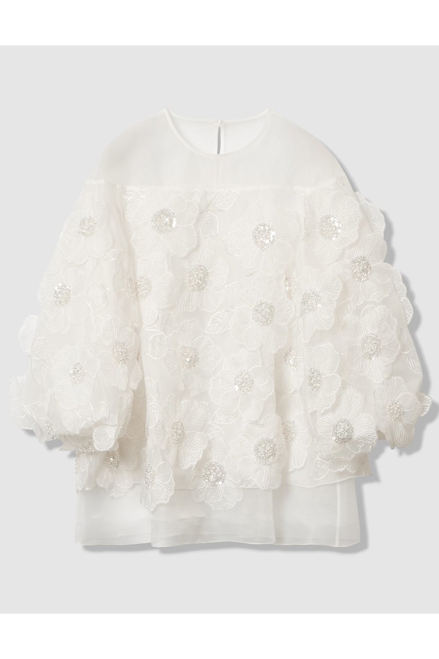【アルアバイル/allureville】の【LOULOU WILLOUGHBY】オーガンフラワーブラウス 人気、トレンドファッション・服の通販 founy(ファニー) ファッション Fashion レディースファッション Fashion for Women トップス・カットソー Cut & Sew Tops シャツ・ブラウス・オフィスカジュアル Elegant Blouses & Button-Ups 2025年 2025 2025-2026秋冬・A/W Autumn/Winter 2025–26 AW25–26 オーガンジー Organza Fabric ショート Short, Short Length スリーブ Sleeve, Long Sleeve / Short Sleeve デコルテ Décolleté, Neckline ビジュー Bijou, Jewel-like Accent フラワー Flower, Floral エレガント 上品 Elegant 無地 Plain, Solid Color A/W・秋冬 Autumn/Winter other-1|ID: prp329100004762906 ipo3291000000034473163