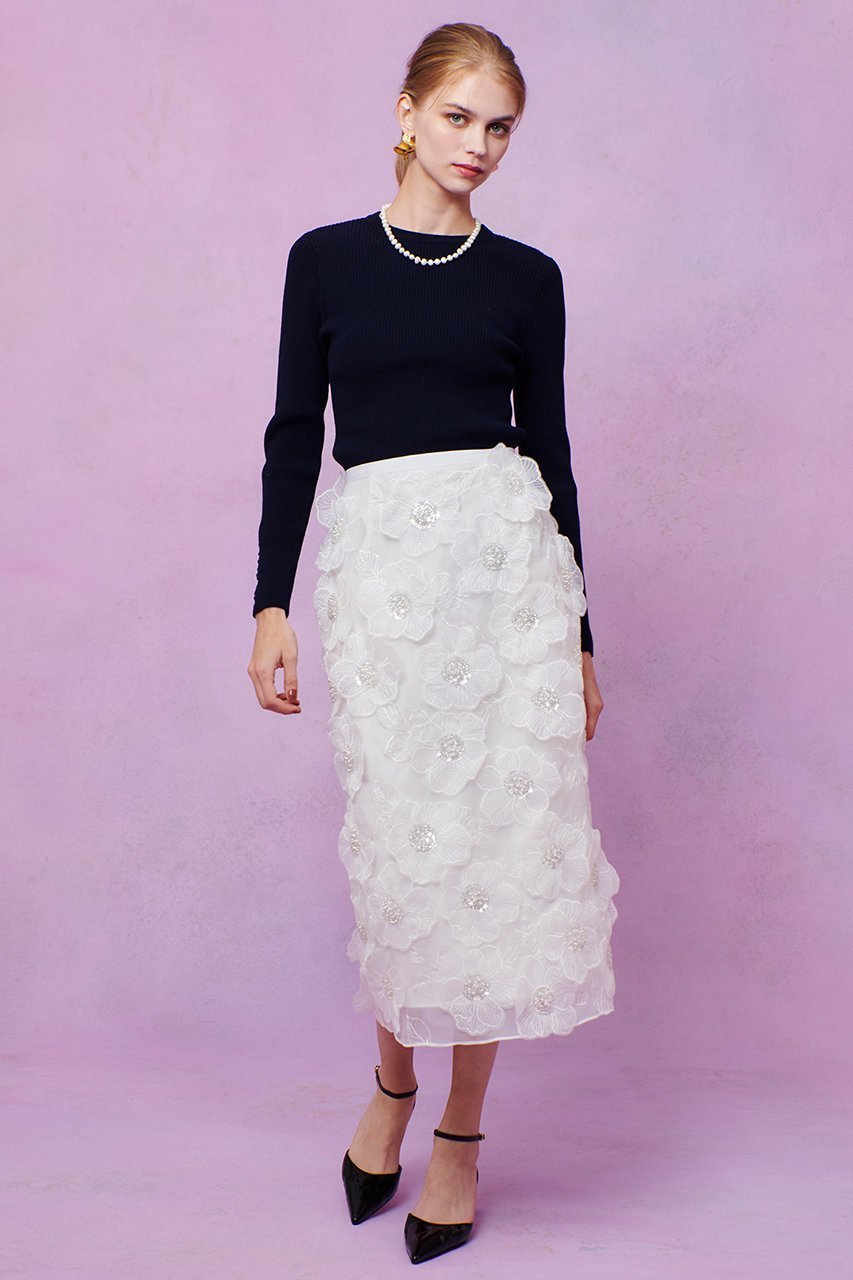 【アルアバイル/allureville】の【LOULOU WILLOUGHBY】オーガンフラワータイトスカート 人気、トレンドファッション・服の通販 founy(ファニー) 　ファッション　Fashion　レディースファッション　Fashion for Women　スカート　Skirts　ロングスカート　Long Skirts / Maxi & Midi Skirts　2026年　2026　エアリー　Airy Texture　オーガンジー　Organza Fabric　タイトスカート　Pencil Skirt, Tight Skirt　ビジュー　Bijou, Jewel-like Accent　ロング　Long, Long-Length　エレガント 上品　Elegant　夏　Summer　春　Spring　S/S・春夏　SS, Spring/Summer, Warm Season　other-7|ID: prp329100004762907 ipo3291000000034515064