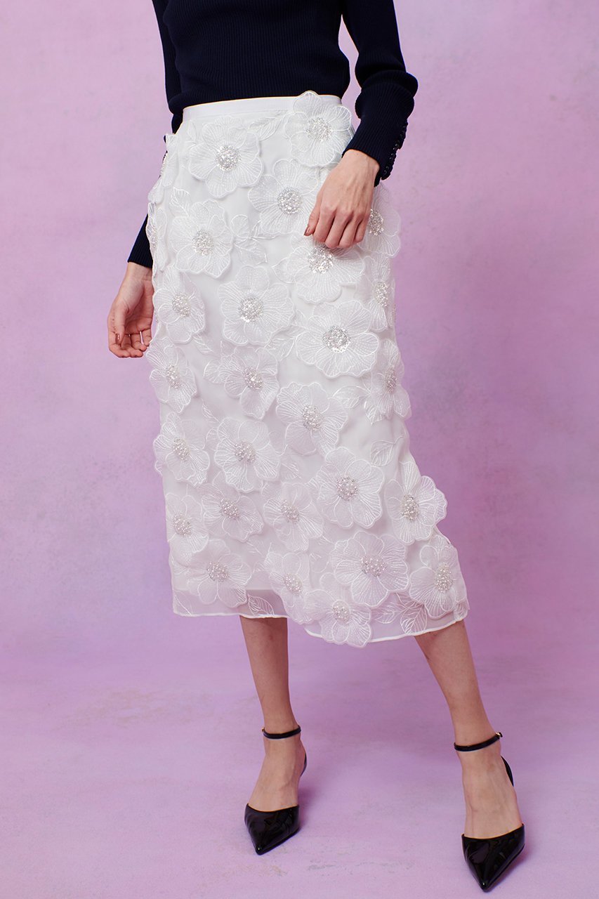 【アルアバイル/allureville】の【LOULOU WILLOUGHBY】オーガンフラワータイトスカート 人気、トレンドファッション・服の通販 founy(ファニー) 　ファッション　Fashion　レディースファッション　Fashion for Women　スカート　Skirts　ロングスカート　Long Skirts / Maxi & Midi Skirts　2026年　2026　エアリー　Airy Texture　オーガンジー　Organza Fabric　タイトスカート　Pencil Skirt, Tight Skirt　ビジュー　Bijou, Jewel-like Accent　ロング　Long, Long-Length　エレガント 上品　Elegant　夏　Summer　春　Spring　S/S・春夏　SS, Spring/Summer, Warm Season　other-8|ID: prp329100004762907 ipo3291000000034515065