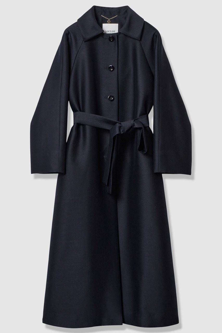 【アルアバイル/allureville】の【LOULOU WILLOUGHBY】シルクウールツイルロングコート インテリア・キッズ・メンズ・レディースファッション・服の通販 founy(ファニー) 　ファッション　Fashion　レディースファッション　Fashion for Women　アウター　Coat / Outerwear Collection　コート・ロングコート・ピーコート　Long Coats, Peacoats & More　シルク　Silk, 100% Silk　トレンド　Trend, Trending Now　モダン　Modern, Contemporary　ロング　Long, Long-Length　ネイビー|ID: prp329100004762914 ipo3291000000036206643
