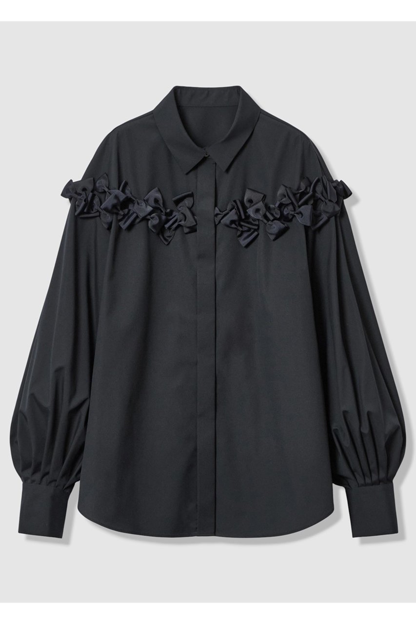 【アルアバイル/allureville】の【LOULOU WILLOUGHBY】メニーリボンパフスリーブシャツ インテリア・キッズ・メンズ・レディースファッション・服の通販 founy(ファニー) ファッション Fashion レディースファッション Fashion for Women トップス・カットソー Cut & Sew Tops シャツ・ブラウス・オフィスカジュアル Elegant Blouses & Button-Ups 2025年 2025 2025-2026秋冬・A/W Autumn/Winter 2025–26 AW25–26 スリーブ Sleeve, Long Sleeve / Short Sleeve ロング Long, Long-Length エレガント 上品 Elegant 再入荷 Restock / Back in Stock A/W・秋冬 Autumn/Winter ネイビー|ID: prp329100004762915 ipo3291000000034473252