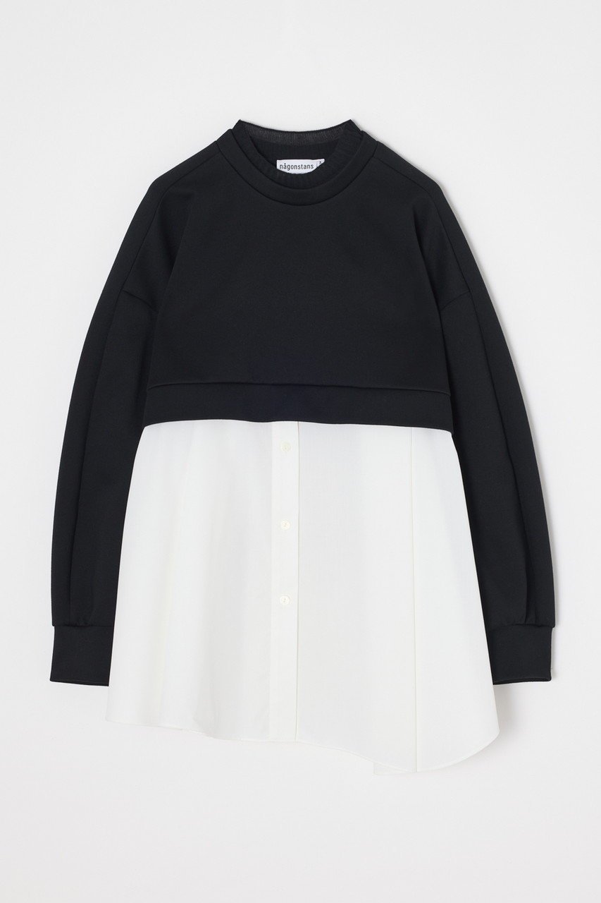 【ナゴンスタンス/nagonstans】の【11/12 12:00販売開始】shirt layered round pullover 人気、トレンドファッション・服の通販 founy(ファニー) 　ファッション　Fashion　レディースファッション　Fashion for Women　トップス・カットソー　Cut & Sew Tops　シャツ・ブラウス・オフィスカジュアル　Elegant Blouses & Button-Ups　カジュアルプルオーバー・ニットトップス　Pullovers & Knit Tops / Casual Pullovers　クロップド　Cropped, Short Length　スリーブ　Sleeve, Long Sleeve / Short Sleeve　ドッキング　Docking, Mixed Material　バランス　Balance, Style Balance　ロング　Long, Long-Length　新作・新入荷　New Arrivals / New In　 other-1|ID: prp329100004762935 ipo3291000000034473448