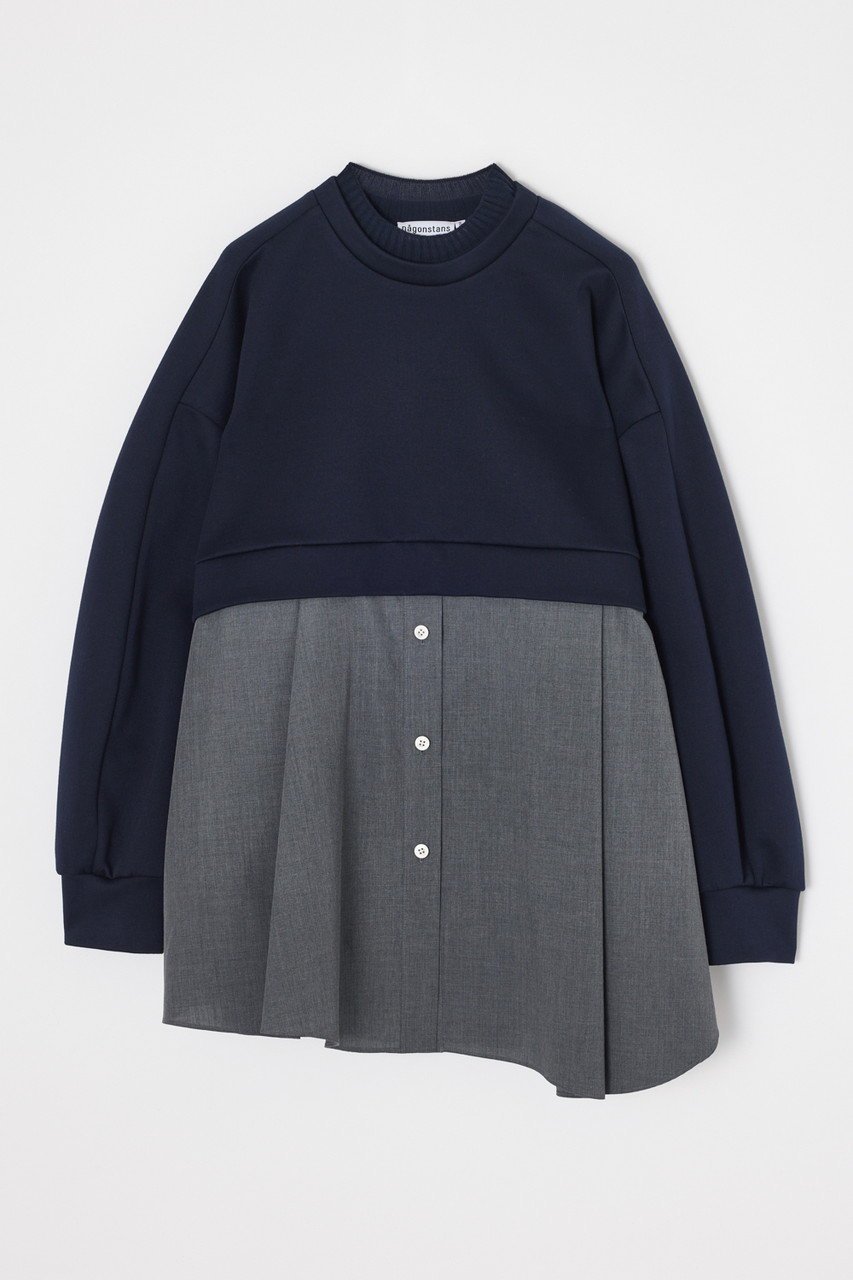 【ナゴンスタンス/nagonstans】の【11/12 12:00販売開始】shirt layered round pullover インテリア・キッズ・メンズ・レディースファッション・服の通販 founy(ファニー) 　ファッション　Fashion　レディースファッション　Fashion for Women　トップス・カットソー　Cut & Sew Tops　シャツ・ブラウス・オフィスカジュアル　Elegant Blouses & Button-Ups　カジュアルプルオーバー・ニットトップス　Pullovers & Knit Tops / Casual Pullovers　クロップド　Cropped, Short Length　スリーブ　Sleeve, Long Sleeve / Short Sleeve　ドッキング　Docking, Mixed Material　バランス　Balance, Style Balance　ロング　Long, Long-Length　新作・新入荷　New Arrivals / New In　Space|ID: prp329100004762935 ipo3291000000034473450