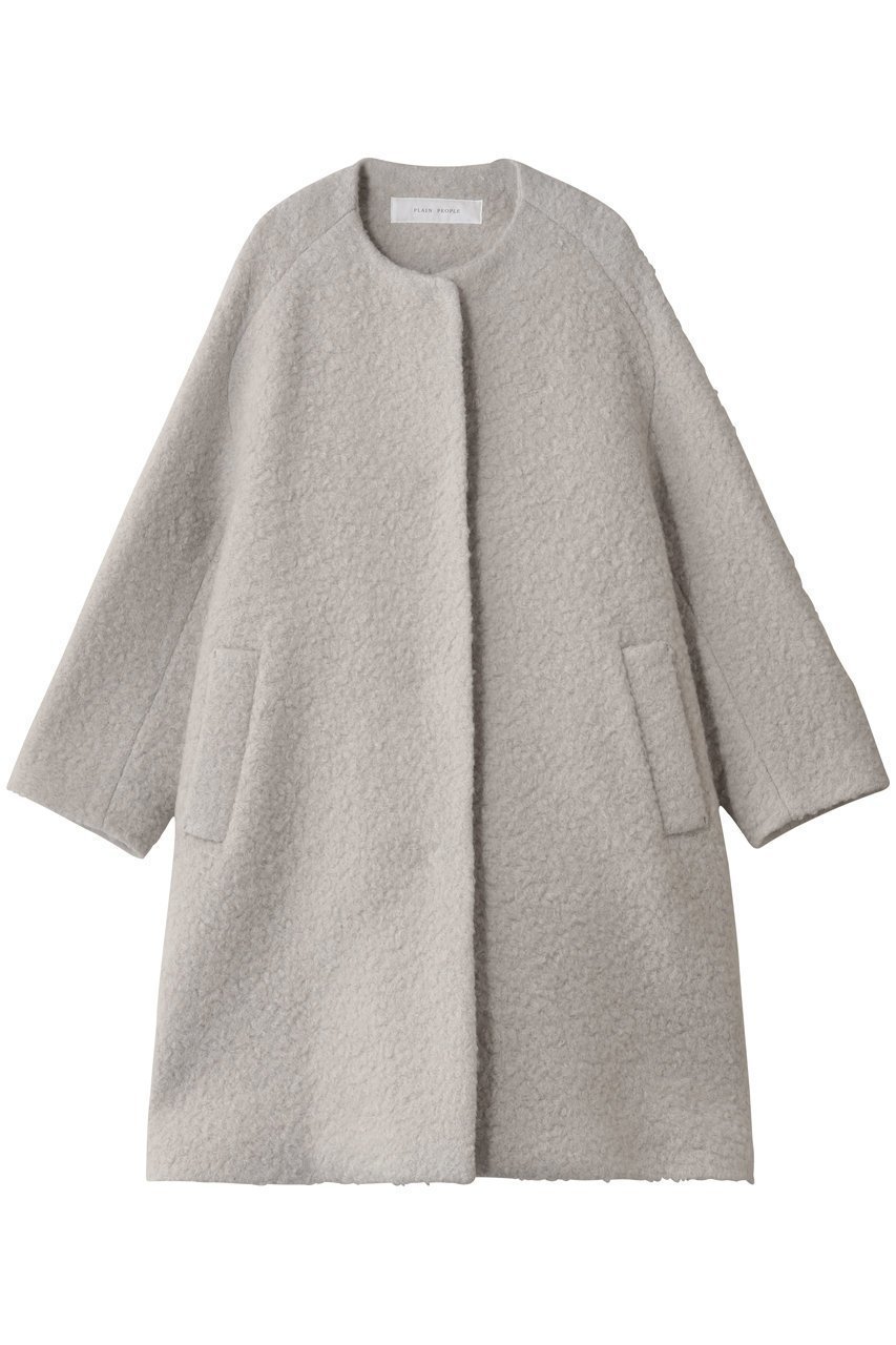 【プレインピープル/PLAIN PEOPLE】のループインレイノーカラーコート インテリア・キッズ・メンズ・レディースファッション・服の通販 founy(ファニー) 　ファッション　Fashion　レディースファッション　Fashion for Women　アウター　Coat / Outerwear Collection　コート・ロングコート・ピーコート　Long Coats, Peacoats & More　カッティング　Cutting Detail　フォルム　Silhouette, Form　ロング　Long, Long-Length　新作・新入荷　New Arrivals / New In　グレージュ|ID: prp329100004763591 ipo3291000000034483481