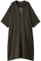【プレインピープル/PLAIN PEOPLE】のウールリネンコットンワッシャーカフタンドレス カーキグレー|ID:prp329100004763597