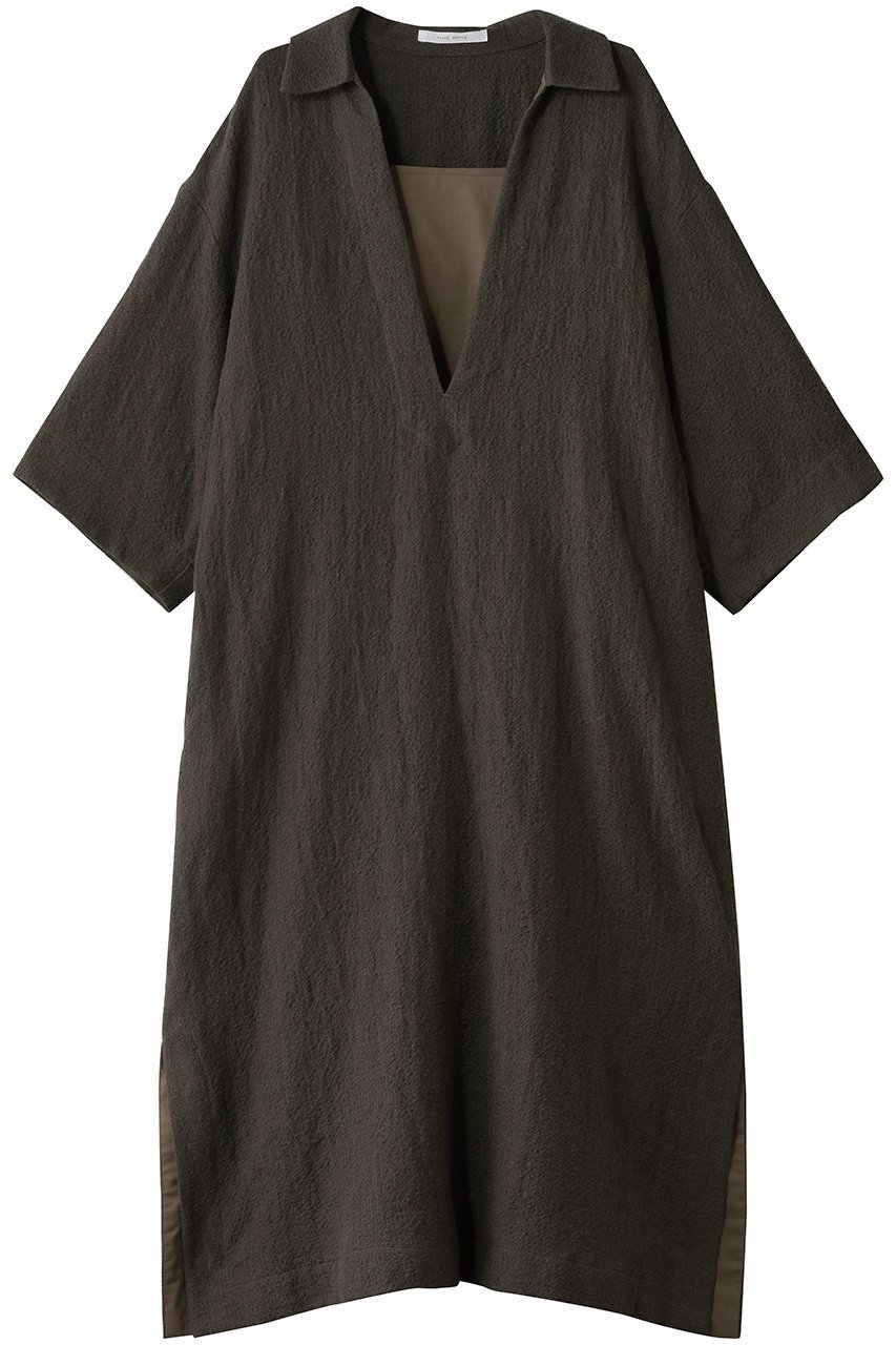 【プレインピープル/PLAIN PEOPLE】のウールリネンコットンワッシャーカフタンドレス インテリア・キッズ・メンズ・レディースファッション・服の通販 founy(ファニー) 　ファッション　Fashion　レディースファッション　Fashion for Women　ワンピース　Dresses　フォーマル・パーティードレス・結婚式用ドレス　Elegant & Casual Dresses　チュニック　Tunic Tops & Dresses　アンダー　Underwear Essentials　チュニック　Tunic, Long Top　ドレス　Dress, One-Piece　リゾート　Resort, Vacation Style　リネン　Linen, Linen Fabric　リラックス　Relax, Relaxed Fit　ロング　Long, Long-Length　ワッシャー　Washer, Crinkled Finish　カーキグレー|ID: prp329100004763597 ipo3291000000035729025