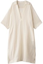 【プレインピープル/PLAIN PEOPLE】のウールリネンコットンワッシャーカフタンドレス オフホワイト|ID: prp329100004763597 ipo3291000000035973818