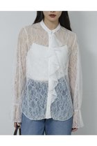 【ガリャルダガランテ/GALLARDAGALANTE】のシアーレースフリルブラウス 人気、トレンドファッション・服の通販 founy(ファニー) ファッション Fashion レディースファッション Fashion for Women トップス・カットソー Cut & Sew Tops シャツ・ブラウス・オフィスカジュアル Elegant Blouses & Button-Ups オケージョン Occasion Wear スリーブ Sleeve, Long Sleeve / Short Sleeve フリル Frill, Ruffle レース Lace, Lace Fabric ロング Long, Long-Length 新作・新入荷 New Arrivals / New In thumbnail オフホワイト|ID: prp329100004763598 ipo3291000000034483541