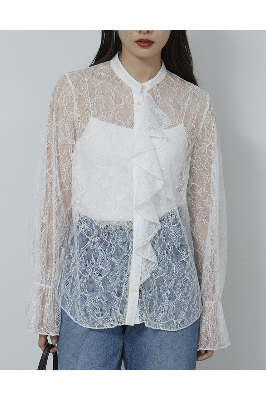 【ガリャルダガランテ/GALLARDAGALANTE】のシアーレースフリルブラウス インテリア・キッズ・メンズ・レディースファッション・服の通販 founy(ファニー) ファッション Fashion レディースファッション Fashion for Women トップス・カットソー Cut & Sew Tops シャツ・ブラウス・オフィスカジュアル Elegant Blouses & Button-Ups オケージョン Occasion Wear スリーブ Sleeve, Long Sleeve / Short Sleeve フリル Frill, Ruffle レース Lace, Lace Fabric ロング Long, Long-Length 新作・新入荷 New Arrivals / New In オフホワイト|ID: prp329100004763598 ipo3291000000034483541