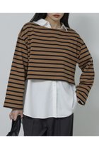 【ガリャルダガランテ/GALLARDAGALANTE】のボーダーバスクシャツ 人気、トレンドファッション・服の通販 founy(ファニー) ファッション Fashion レディースファッション Fashion for Women トップス・カットソー Cut & Sew Tops シャツ・ブラウス・オフィスカジュアル Elegant Blouses & Button-Ups ロングTシャツ・Tシャツ Longline T-Shirts & Tees カットソー・ベーシックTシャツ Cut-and-Sewn Tops / Stretch Tees & Basics おすすめ Recommended / Our Picks スリーブ Sleeve, Long Sleeve / Short Sleeve フレア Flare, Flared ボーダー Border, Stripe ロング Long, Long-Length エレガント 上品 Elegant 新作・新入荷 New Arrivals / New In thumbnail キャメル|ID: prp329100004763602 ipo3291000000034483572