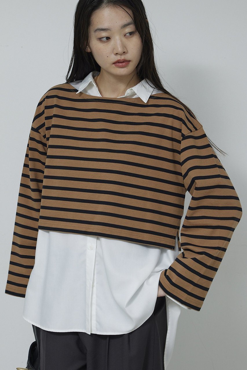 【ガリャルダガランテ/GALLARDAGALANTE】のボーダーバスクシャツ 人気、トレンドファッション・服の通販 founy(ファニー) ファッション Fashion レディースファッション Fashion for Women トップス・カットソー Cut & Sew Tops シャツ・ブラウス・オフィスカジュアル Elegant Blouses & Button-Ups ロングTシャツ・Tシャツ Longline T-Shirts & Tees カットソー・ベーシックTシャツ Cut-and-Sewn Tops / Stretch Tees & Basics おすすめ Recommended / Our Picks スリーブ Sleeve, Long Sleeve / Short Sleeve フレア Flare, Flared ボーダー Border, Stripe ロング Long, Long-Length エレガント 上品 Elegant 新作・新入荷 New Arrivals / New In other-5|ID: prp329100004763602 ipo3291000000034483578