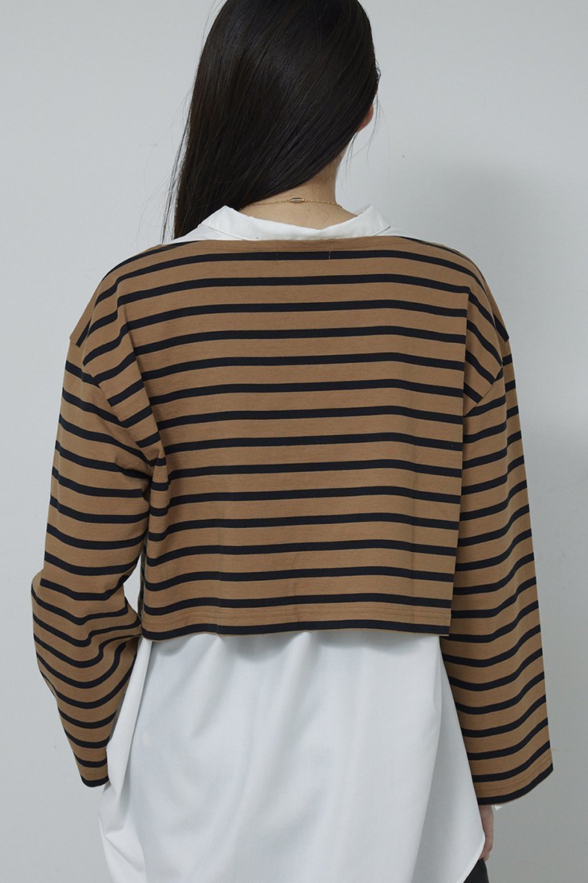 【ガリャルダガランテ/GALLARDAGALANTE】のボーダーバスクシャツ 人気、トレンドファッション・服の通販 founy(ファニー) ファッション Fashion レディースファッション Fashion for Women トップス・カットソー Cut & Sew Tops シャツ・ブラウス・オフィスカジュアル Elegant Blouses & Button-Ups ロングTシャツ・Tシャツ Longline T-Shirts & Tees カットソー・ベーシックTシャツ Cut-and-Sewn Tops / Stretch Tees & Basics おすすめ Recommended / Our Picks スリーブ Sleeve, Long Sleeve / Short Sleeve フレア Flare, Flared ボーダー Border, Stripe ロング Long, Long-Length エレガント 上品 Elegant 新作・新入荷 New Arrivals / New In other-7|ID: prp329100004763602 ipo3291000000034483581