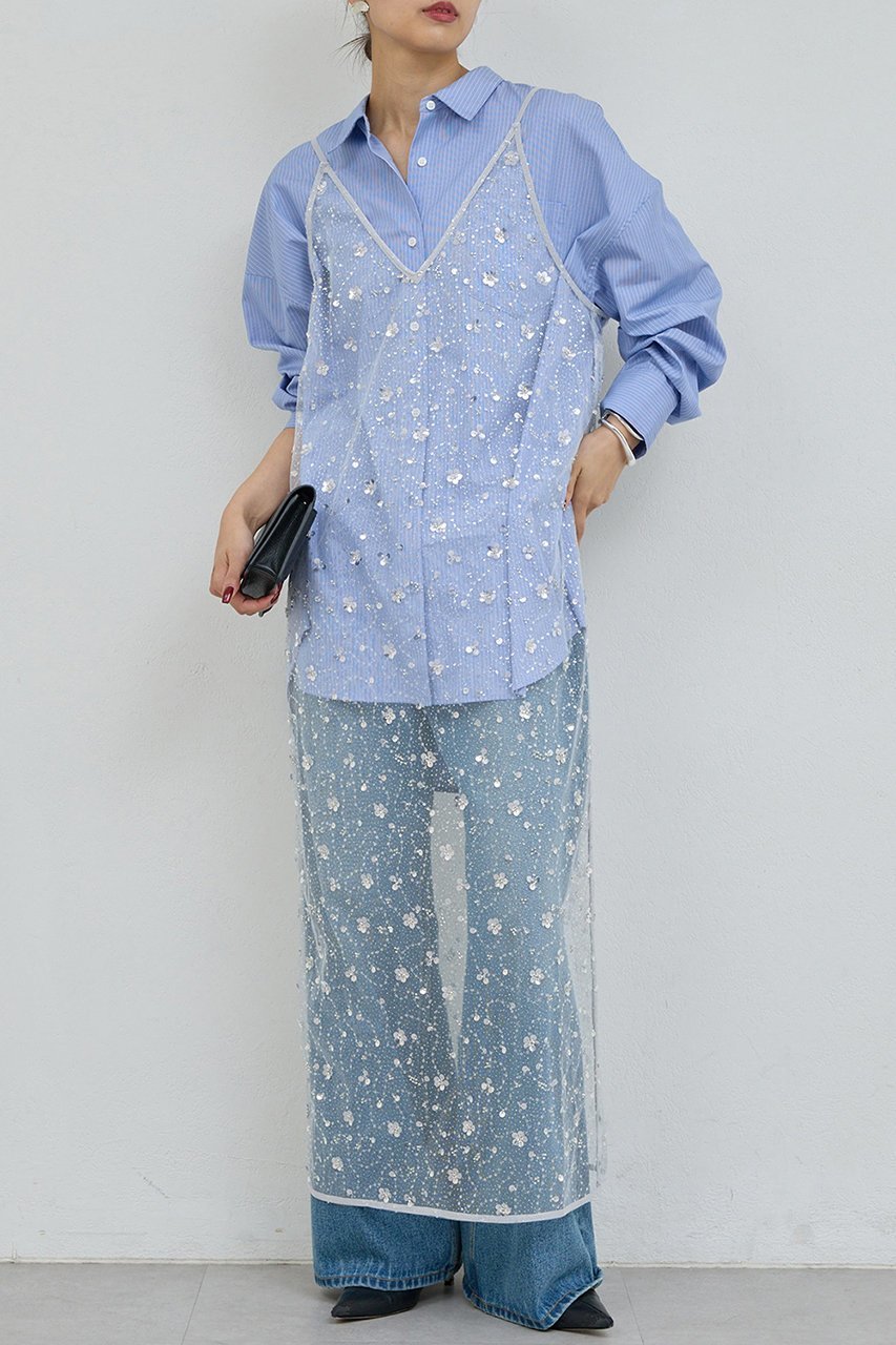 【ガリャルダガランテ/GALLARDAGALANTE】のビジューシアーキャミワンピース インテリア・キッズ・メンズ・レディースファッション・服の通販 founy(ファニー) ファッション Fashion レディースファッション Fashion for Women ワンピース Dresses キャミソールワンピース Camisole Dresses チュニック Tunic Tops & Dresses キャミソール Camisole, Spaghetti Strap Top シアー Sheer, See-Through チュニック Tunic, Long Top ビジュー Bijou, Jewel-like Accent ロング Long, Long-Length 新作・新入荷 New Arrivals / New In ライトグレー|ID: prp329100004763605 ipo3291000000034483602