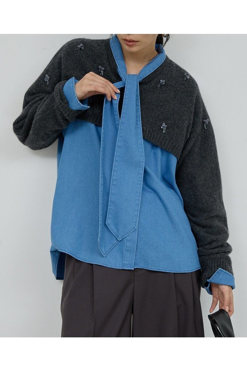 【ガリャルダガランテ/GALLARDAGALANTE】の【25th記念アイテム】ビジューショートVニット インテリア・キッズ・メンズ・レディースファッション・服の通販 founy(ファニー) ファッション Fashion レディースファッション Fashion for Women トップス・カットソー Cut & Sew Tops ニット Knit Tops & Sweaters カジュアルプルオーバー・ニットトップス Pullovers & Knit Tops / Casual Pullovers コンパクト Compact, Small Size ショート Short, Short Length シンプル Simple, Minimal スパンコール Sequins, Sequin Embellishment トレンド Trend, Trending Now バランス Balance, Style Balance ビジュー Bijou, Jewel-like Accent フェミニン Feminine, Girly ロング Long, Long-Length ホリデーシーズン Holiday Season 新作・新入荷 New Arrivals / New In チャコールグレー|ID: prp329100004763609 ipo3291000000034483631