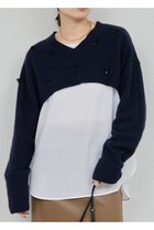 【ガリャルダガランテ/GALLARDAGALANTE】の【25th記念アイテム】ビジューショートVニット ネイビー|ID:prp329100004763609