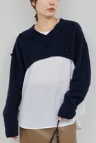 【ガリャルダガランテ/GALLARDAGALANTE】の【25th記念アイテム】ビジューショートVニット ネイビー|ID:prp329100004763609