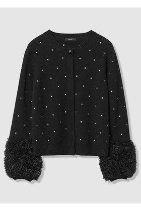 【アルアバイル/allureville】のエンブロイダリードットファーカフスカーディガン 人気、トレンドファッション・服の通販 founy(ファニー) ファッション Fashion レディースファッション Fashion for Women トップス・カットソー Cut & Sew Tops ニット Knit Tops & Sweaters カーディガン・羽織り Layered Style Cardigans カフス Cuff Design カーディガン Cardigan, Knitwear シンプル Simple, Minimal テクスチャー Texture, Textured Fabric ドット Polka Dot, Dot Pattern フォルム Silhouette, Form ボトム Bottoms, Lower Wear リュクス Luxury, Elegant, High-End, Chic 新作・新入荷 New Arrivals / New In |ID:prp329100004763621