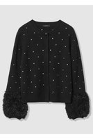 【アルアバイル/allureville】のエンブロイダリードットファーカフスカーディガン 人気、トレンドファッション・服の通販 founy(ファニー) ファッション Fashion レディースファッション Fashion for Women トップス・カットソー Cut & Sew Tops ニット Knit Tops & Sweaters カーディガン・羽織り Layered Style Cardigans カフス Cuff Design カーディガン Cardigan, Knitwear シンプル Simple, Minimal テクスチャー Texture, Textured Fabric ドット Polka Dot, Dot Pattern フォルム Silhouette, Form ボトム Bottoms, Lower Wear リュクス Luxury, Elegant, High-End, Chic 新作・新入荷 New Arrivals / New In |ID:prp329100004763621