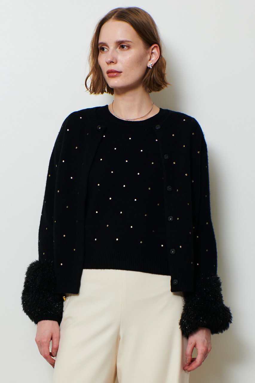 【アルアバイル/allureville】のエンブロイダリードットファーカフスカーディガン 人気、トレンドファッション・服の通販 founy(ファニー) ファッション Fashion レディースファッション Fashion for Women トップス・カットソー Cut & Sew Tops ニット Knit Tops & Sweaters カーディガン・羽織り Layered Style Cardigans カフス Cuff Design カーディガン Cardigan, Knitwear シンプル Simple, Minimal テクスチャー Texture, Textured Fabric ドット Polka Dot, Dot Pattern フォルム Silhouette, Form ボトム Bottoms, Lower Wear リュクス Luxury, Elegant, High-End, Chic 新作・新入荷 New Arrivals / New In other-7|ID: prp329100004763621 ipo3291000000034483724