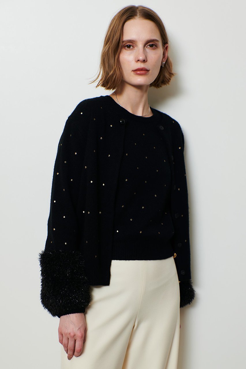 【アルアバイル/allureville】のエンブロイダリードットファーカフスカーディガン 人気、トレンドファッション・服の通販 founy(ファニー) ファッション Fashion レディースファッション Fashion for Women トップス・カットソー Cut & Sew Tops ニット Knit Tops & Sweaters カーディガン・羽織り Layered Style Cardigans カフス Cuff Design カーディガン Cardigan, Knitwear シンプル Simple, Minimal テクスチャー Texture, Textured Fabric ドット Polka Dot, Dot Pattern フォルム Silhouette, Form ボトム Bottoms, Lower Wear リュクス Luxury, Elegant, High-End, Chic 新作・新入荷 New Arrivals / New In other-8|ID: prp329100004763621 ipo3291000000034483726