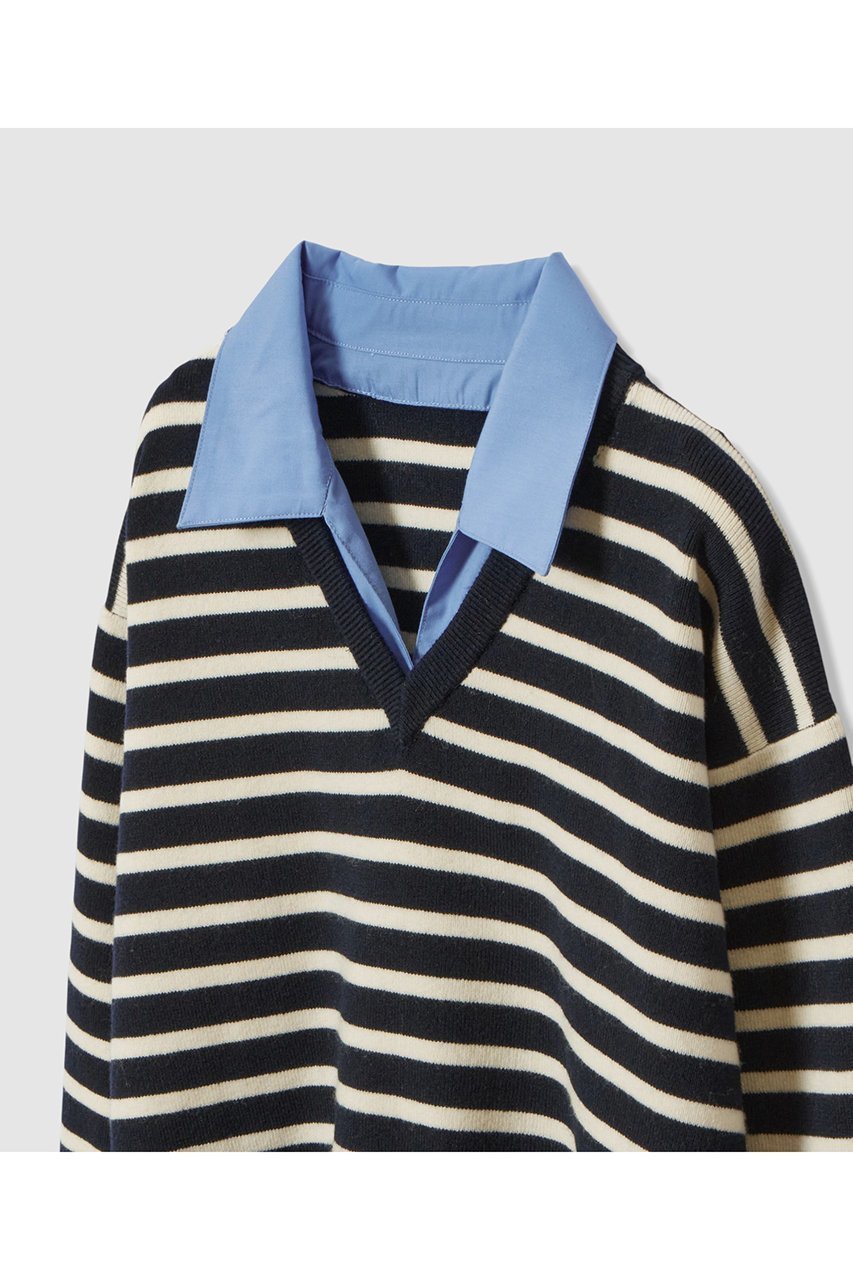 【アルアバイル/allureville】のフェイクレイヤードスキッパープルオーバー 人気、トレンドファッション・服の通販 founy(ファニー) ファッション Fashion レディースファッション Fashion for Women トップス・カットソー Cut & Sew Tops ニット Knit Tops & Sweaters カジュアルプルオーバー・ニットトップス Pullovers & Knit Tops / Casual Pullovers おすすめ Recommended / Our Picks デニム Denim, Jeans Material ドッキング Docking, Mixed Material バランス Balance, Style Balance リラックス Relax, Relaxed Fit ワイド Wide, Wide Fit 新作・新入荷 New Arrivals / New In other-3|ID: prp329100004763623 ipo3291000000034483732