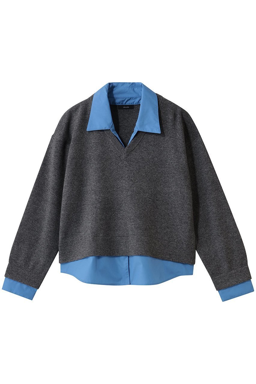 【アルアバイル/allureville】のフェイクレイヤードスキッパープルオーバー インテリア・キッズ・メンズ・レディースファッション・服の通販 founy(ファニー) ファッション Fashion レディースファッション Fashion for Women トップス・カットソー Cut & Sew Tops ニット Knit Tops & Sweaters カジュアルプルオーバー・ニットトップス Pullovers & Knit Tops / Casual Pullovers おすすめ Recommended / Our Picks デニム Denim, Jeans Material ドッキング Docking, Mixed Material バランス Balance, Style Balance リラックス Relax, Relaxed Fit ワイド Wide, Wide Fit グレー|ID: prp329100004763623 ipo3291000000034648914