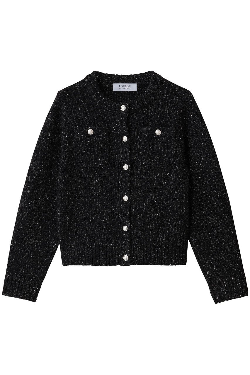 【アルアバイル/allureville】の【Loulou Willoughby】GRAINYラメカーディガン インテリア・キッズ・メンズ・レディースファッション・服の通販 founy(ファニー) ファッション Fashion レディースファッション Fashion for Women トップス・カットソー Cut & Sew Tops ニット Knit Tops & Sweaters カーディガン・羽織り Layered Style Cardigans エレガント 上品 Elegant カーディガン Cardigan, Knitwear コンパクト Compact, Small Size デニム Denim, Jeans Material フロント Front, Front Design 新作・新入荷 New Arrivals / New In ブラック|ID: prp329100004763627 ipo3291000000034483759