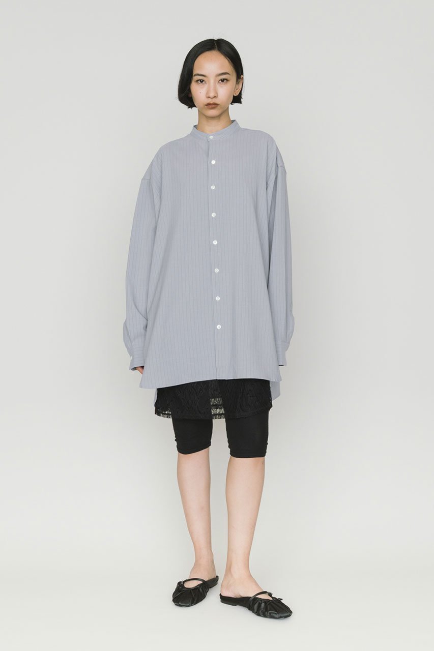 【ミディウミソリッド/MIDIUMISOLID】のバンドカラーロングシャツ 人気、トレンドファッション・服の通販 founy(ファニー) 　ファッション　Fashion　レディースファッション　Fashion for Women　トップス・カットソー　Cut & Sew Tops　シャツ・ブラウス・オフィスカジュアル　Elegant Blouses & Button-Ups　スリーブ　Sleeve, Long Sleeve / Short Sleeve　ロング　Long, Long-Length　エレガント 上品　Elegant　羽織　Haori, Light Jacket　other-6|ID: prp329100004763632 ipo3291000000034565706