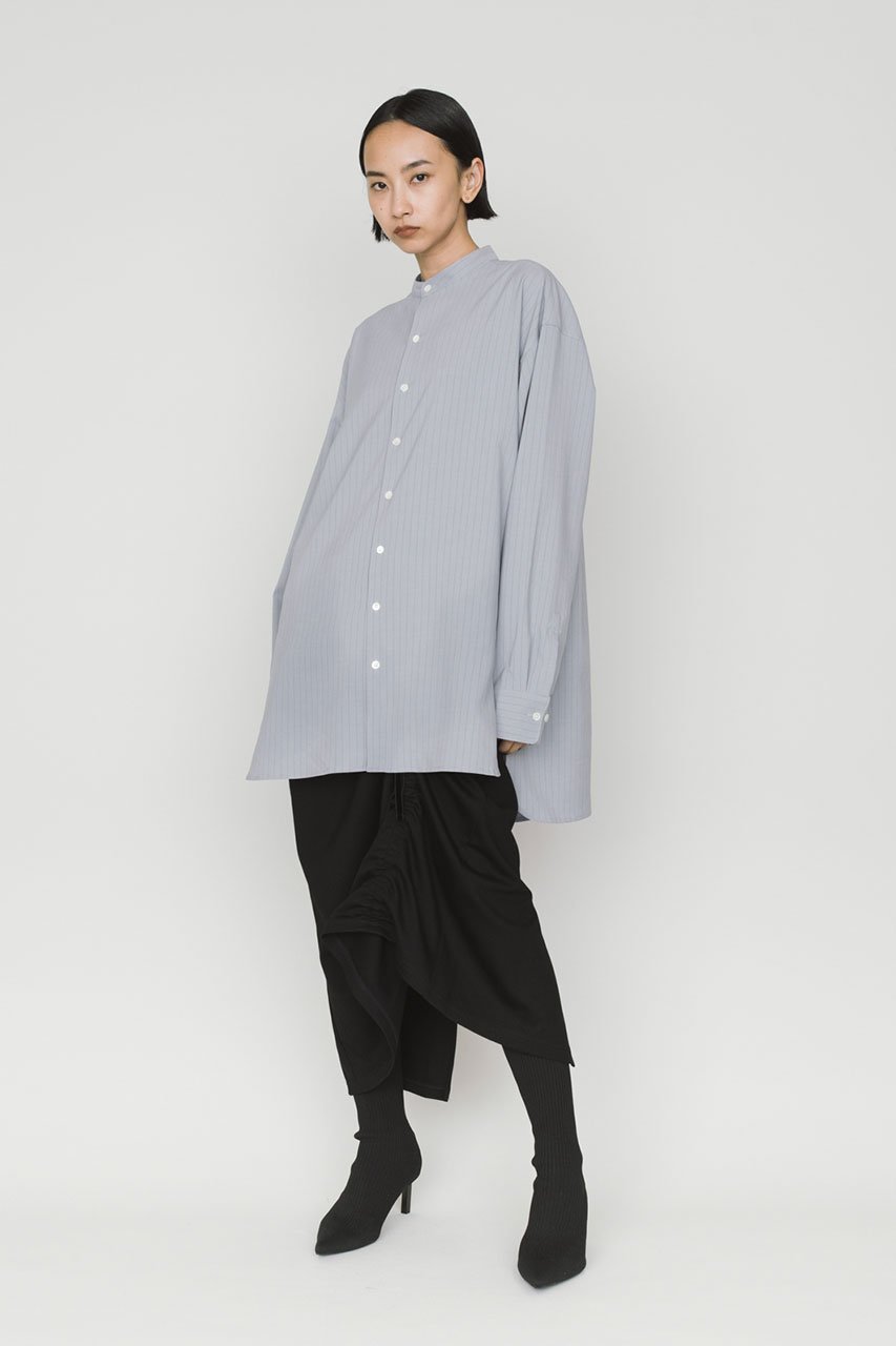 【ミディウミソリッド/MIDIUMISOLID】のバンドカラーロングシャツ 人気、トレンドファッション・服の通販 founy(ファニー) 　ファッション　Fashion　レディースファッション　Fashion for Women　トップス・カットソー　Cut & Sew Tops　シャツ・ブラウス・オフィスカジュアル　Elegant Blouses & Button-Ups　スリーブ　Sleeve, Long Sleeve / Short Sleeve　ロング　Long, Long-Length　エレガント 上品　Elegant　羽織　Haori, Light Jacket　other-7|ID: prp329100004763632 ipo3291000000034565708