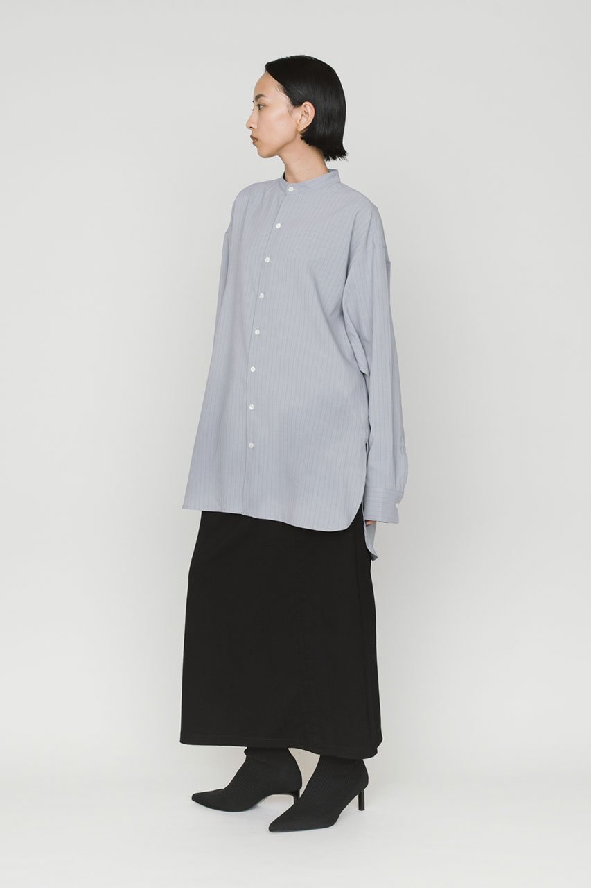 【ミディウミソリッド/MIDIUMISOLID】のバンドカラーロングシャツ 人気、トレンドファッション・服の通販 founy(ファニー) 　ファッション　Fashion　レディースファッション　Fashion for Women　トップス・カットソー　Cut & Sew Tops　シャツ・ブラウス・オフィスカジュアル　Elegant Blouses & Button-Ups　スリーブ　Sleeve, Long Sleeve / Short Sleeve　ロング　Long, Long-Length　エレガント 上品　Elegant　羽織　Haori, Light Jacket　other-8|ID: prp329100004763632 ipo3291000000034565710