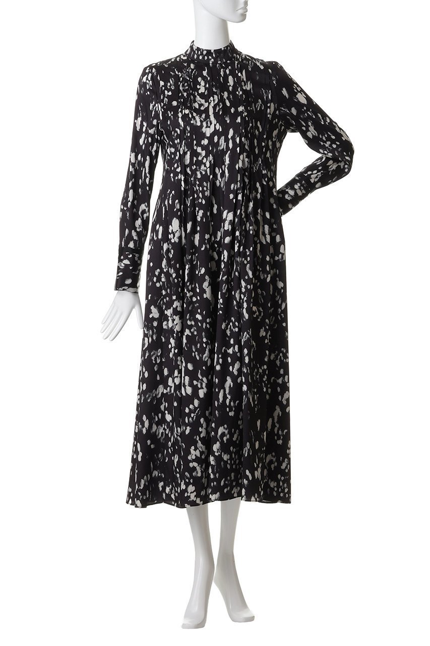 【アルアバイル/allureville】のOFFICINAプリーツフレアワンピース 人気、トレンドファッション・服の通販 founy(ファニー) 　ファッション　Fashion　レディースファッション　Fashion for Women　ワンピース　Dresses　チュニック　Tunic Tops & Dresses　クラシカル　Classical, Vintage-Inspired　チュニック　Tunic, Long Top　フィット　Fit, Slim Fit　フレア　Flare, Flared　プリント　Print, Printed Pattern　プリーツ　Pleats, Pleated　モノトーン　Monotone, Black and White　リボン　Ribbon, Bow　ロング　Long, Long-Length　other-6|ID: prp329100004764733 ipo3291000000036344267