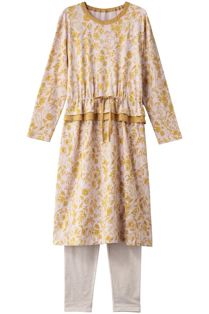 【キッドブルー/KID BLUE / GOODS】の25フルールPtNナイティ(スパッツつき) インテリア・キッズ・メンズ・レディースファッション・服の通販 founy(ファニー) https://founy.com/ エレガント 上品 Elegant ギャザー Gathered, Ruffled パジャマ Pajamas, Sleepwear フラワー Flower, Floral フロント Front, Front Design プリント Print, Printed Pattern リラックス Relax, Relaxed Fit 新作・新入荷 New Arrivals / New In |ID: prp329100004764737 ipo3291000000034494992