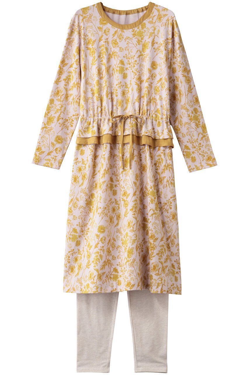 【キッドブルー/KID BLUE / GOODS】の25フルールPtNナイティ(スパッツつき) 人気、トレンドファッション・服の通販 founy(ファニー) 　エレガント 上品　Elegant　ギャザー　Gathered, Ruffled　パジャマ　Pajamas, Sleepwear　フラワー　Flower, Floral　フロント　Front, Front Design　プリント　Print, Printed Pattern　リラックス　Relax, Relaxed Fit　新作・新入荷　New Arrivals / New In　 other-1|ID: prp329100004764737 ipo3291000000034494992