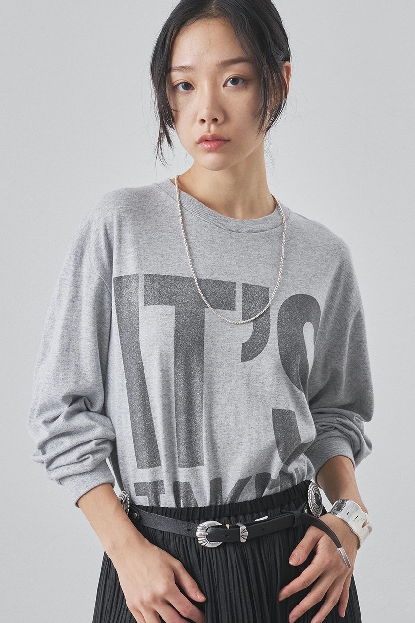 【ウィムガゼット/Whim Gazette】のBIGロゴ ロンTEE インテリア・キッズ・メンズ・レディースファッション・服の通販 founy(ファニー) 　ファッション　Fashion　レディースファッション　Fashion for Women　トップス・カットソー　Cut & Sew Tops　シャツ・ブラウス・オフィスカジュアル　Elegant Blouses & Button-Ups　ロングTシャツ・Tシャツ　Longline T-Shirts & Tees　カットソー・ベーシックTシャツ　Cut-and-Sewn Tops / Stretch Tees & Basics　カットソー　Cut and Sewn Top　スリーブ　Sleeve, Long Sleeve / Short Sleeve　プリント　Print, Printed Pattern　ボトム　Bottoms, Lower Wear　リラックス　Relax, Relaxed Fit　ロング　Long, Long-Length　定番　Standard, Basic Item　新作・新入荷　New Arrivals / New In　グレー|ID: prp329100004764746 ipo3291000000034495070