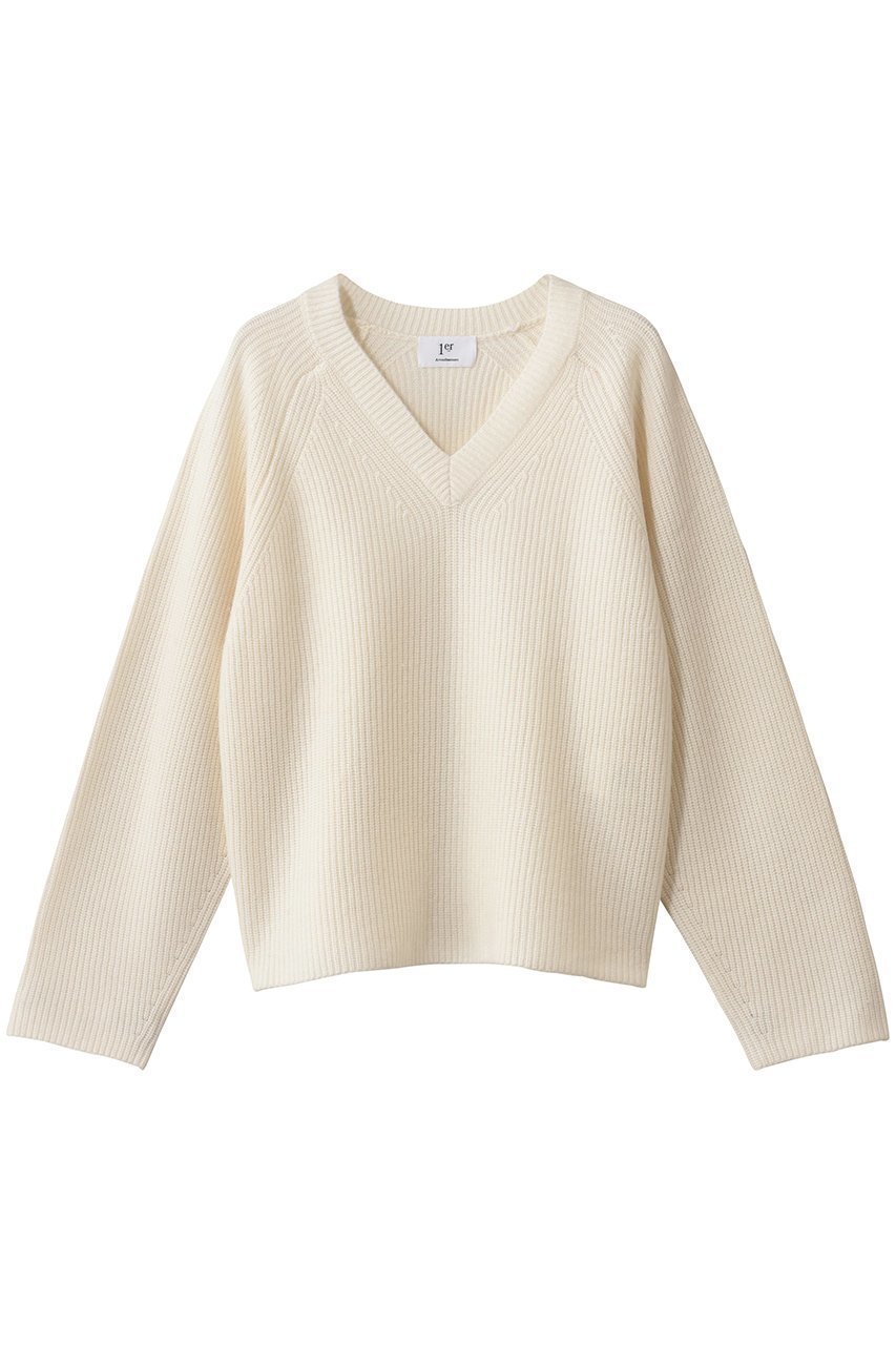【プルミエ アロンディスモン/1er Arrondissement】のウールナイロン畦Vネックプルオーバー インテリア・キッズ・メンズ・レディースファッション・服の通販 founy(ファニー) 　ファッション　Fashion　レディースファッション　Fashion for Women　トップス・カットソー　Cut & Sew Tops　ニット　Knit Tops & Sweaters　カジュアルプルオーバー・ニットトップス　Pullovers & Knit Tops / Casual Pullovers　Vネックトップス　V-Neck Tops / V-Cut Neckline Shirts　シンプル　Simple, Minimal　フォルム　Silhouette, Form　ワイド　Wide, Wide Fit　今季　This Season, Current Season　畦　Ribbed Knit　オフホワイト|ID: prp329100004764758 ipo3291000000035478677