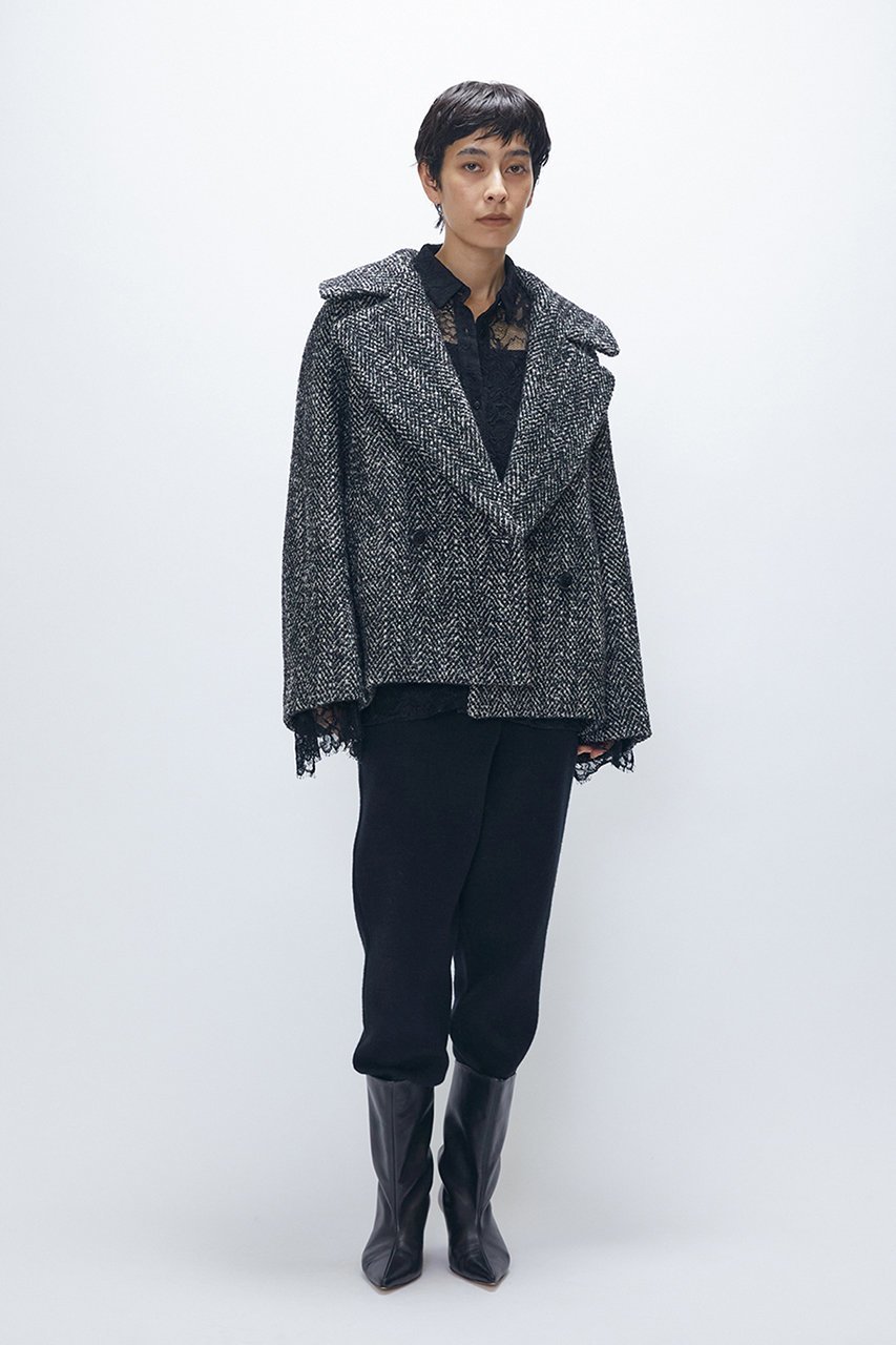 【プルミエ アロンディスモン/1er Arrondissement】のへリンボンラメツイードショートコート 人気、トレンドファッション・服の通販 founy(ファニー) 　ファッション　Fashion　レディースファッション　Fashion for Women　アウター　Coat / Outerwear Collection　コート・ロングコート・ピーコート　Long Coats, Peacoats & More　ショート　Short, Short Length　ツイード　Twill, Twill Weave　バランス　Balance, Style Balance　フォルム　Silhouette, Form　リラックス　Relax, Relaxed Fit　ワイド　Wide, Wide Fit　エレガント 上品　Elegant　other-8|ID: prp329100004764759 ipo3291000000034664271