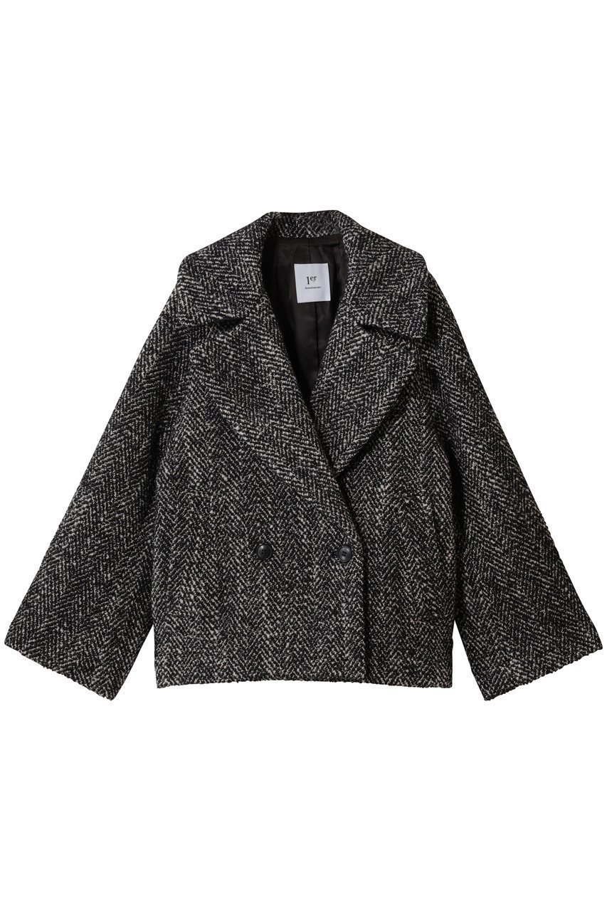 【プルミエ アロンディスモン/1er Arrondissement】のへリンボンラメツイードショートコート 人気、トレンドファッション・服の通販 founy(ファニー) 　ファッション　Fashion　レディースファッション　Fashion for Women　アウター　Coat / Outerwear Collection　コート・ロングコート・ピーコート　Long Coats, Peacoats & More　ショート　Short, Short Length　ツイード　Twill, Twill Weave　バランス　Balance, Style Balance　フォルム　Silhouette, Form　リラックス　Relax, Relaxed Fit　ワイド　Wide, Wide Fit　エレガント 上品　Elegant　 other-1|ID: prp329100004764759 ipo3291000000035359923