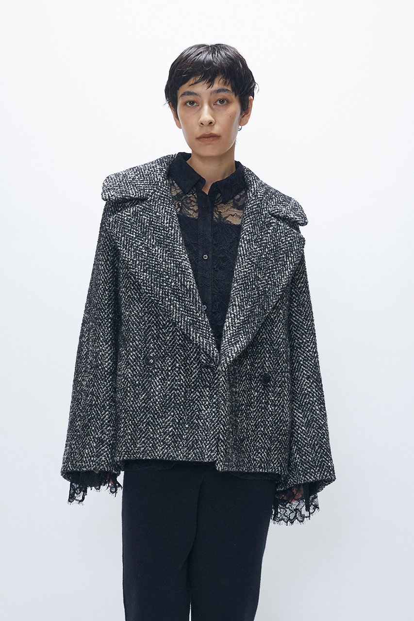 【プルミエ アロンディスモン/1er Arrondissement】のへリンボンラメツイードショートコート 人気、トレンドファッション・服の通販 founy(ファニー) 　ファッション　Fashion　レディースファッション　Fashion for Women　アウター　Coat / Outerwear Collection　コート・ロングコート・ピーコート　Long Coats, Peacoats & More　ショート　Short, Short Length　ツイード　Twill, Twill Weave　バランス　Balance, Style Balance　フォルム　Silhouette, Form　リラックス　Relax, Relaxed Fit　ワイド　Wide, Wide Fit　エレガント 上品　Elegant　other-7|ID: prp329100004764759 ipo3291000000035359932