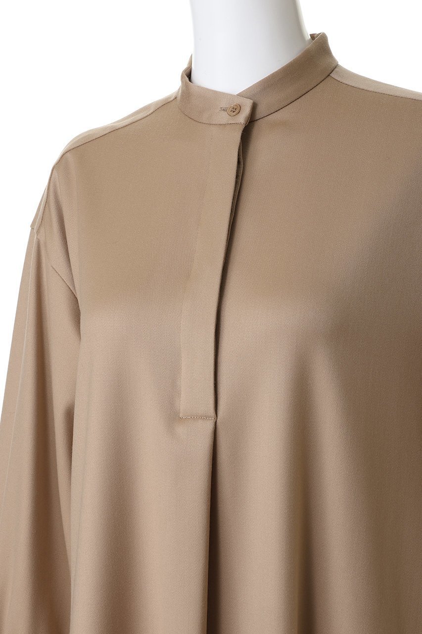 【プルミエ アロンディスモン/1er Arrondissement】のウールサテンシャツワンピース 人気、トレンドファッション・服の通販 founy(ファニー) 　ファッション　Fashion　レディースファッション　Fashion for Women　ワンピース　Dresses　シャツワンピース / 1枚で着映えコーデ　Shirt Dresses　チュニック　Tunic Tops & Dresses　サテン　Satin, Glossy Fabric　シューズ　Shoes, Footwear　スリーブ　Sleeve, Long Sleeve / Short Sleeve　チュニック　Tunic, Long Top　フレア　Flare, Flared　ロング　Long, Long-Length　新作・新入荷　New Arrivals / New In　other-5|ID: prp329100004764760 ipo3291000000034495185