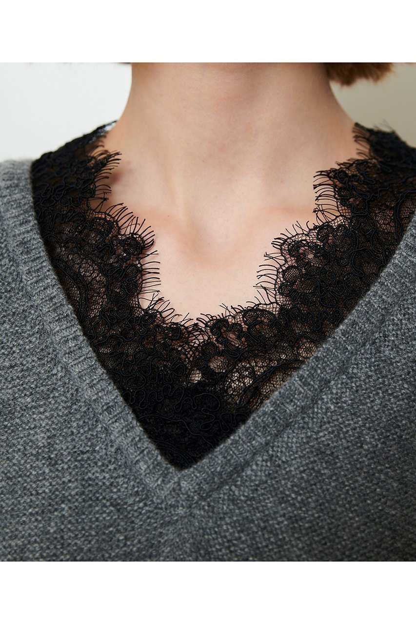 【アルアバイル/allureville】のレースドッキングプルオーバー 人気、トレンドファッション・服の通販 founy(ファニー) 　ファッション　Fashion　レディースファッション　Fashion for Women　トップス・カットソー　Cut & Sew Tops　ニット　Knit Tops & Sweaters　カジュアルプルオーバー・ニットトップス　Pullovers & Knit Tops / Casual Pullovers　2025年　2025　2025-2026秋冬・A/W　Autumn/Winter 2025–26 AW25–26　おすすめ　Recommended / Our Picks　タートル　Turtleneck, Turtle Collar　チュール　Tulip, Tulip Motif　レース　Lace, Lace Fabric　A/W・秋冬　Autumn/Winter　other-6|ID: prp329100004764775 ipo3291000000034495301