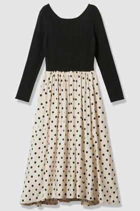 【アルアバイル/allureville】 ドット柄ドッキングニットワンピース人気、トレンドファッション・服の通販 founy(ファニー) ファッション Fashion レディースファッション Fashion for Women ワンピース Dresses ニットワンピース Knit Dresses チュニック Tunic Tops & Dresses 2025年 2025 2025-2026秋冬・A/W Autumn/Winter 2025–26 AW25–26 クラシカル Classical, Vintage-Inspired チュニック Tunic, Long Top ドッキング Docking, Mixed Material ドット Polka Dot, Dot Pattern フィット Fit, Slim Fit ロング Long, Long-Length エレガント 上品 Elegant 無地 Plain, Solid Color A/W・秋冬 Autumn/Winter |ID:prp329100004764777