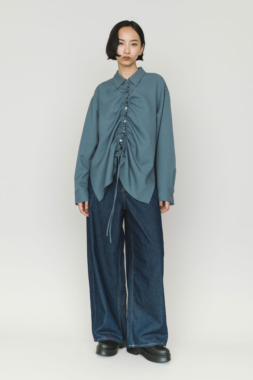 【ミディウミソリッド/MIDIUMISOLID】のドローストリングシャツ 人気、トレンドファッション・服の通販 founy(ファニー) 　ファッション　Fashion　レディースファッション　Fashion for Women　トップス・カットソー　Cut & Sew Tops　シャツ・ブラウス・オフィスカジュアル　Elegant Blouses & Button-Ups　スラックス　Slacks, Dress Pants　スリーブ　Sleeve, Long Sleeve / Short Sleeve　デニム　Denim, Jeans Material　ドレープ　Drape, Draping Fabric　ベーシック　Basic, Essential　ロング　Long, Long-Length　other-7|ID: prp329100004765854 ipo3291000000034565674